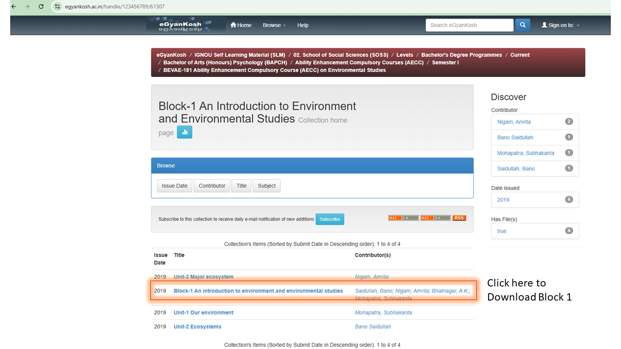 Download IGNOU textbook PDF from eGyanKosh