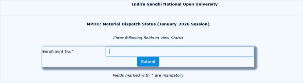 IGNOU Study Material Dispatch Status